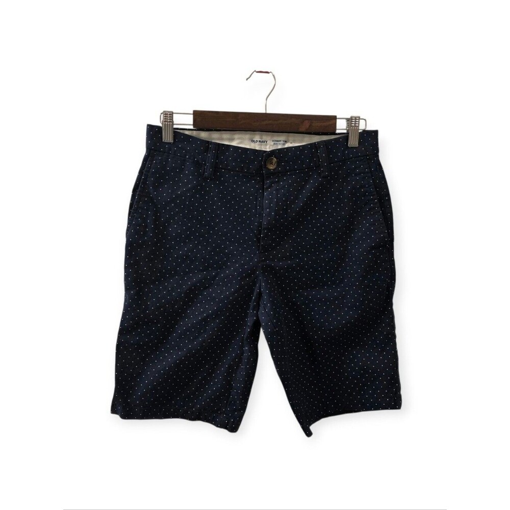 Old Navy Ultimate Slim Built-In Flex Shorts Mens 28 Navy White Polka Dot Chino - Picture 2 of 4
